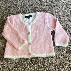 Pumpkin Patch Pink and White Cardigan | Size 6-12 Months